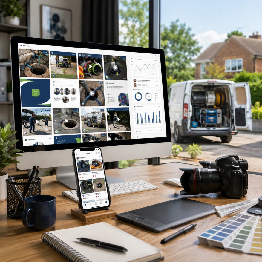 Social media content for a drainage company